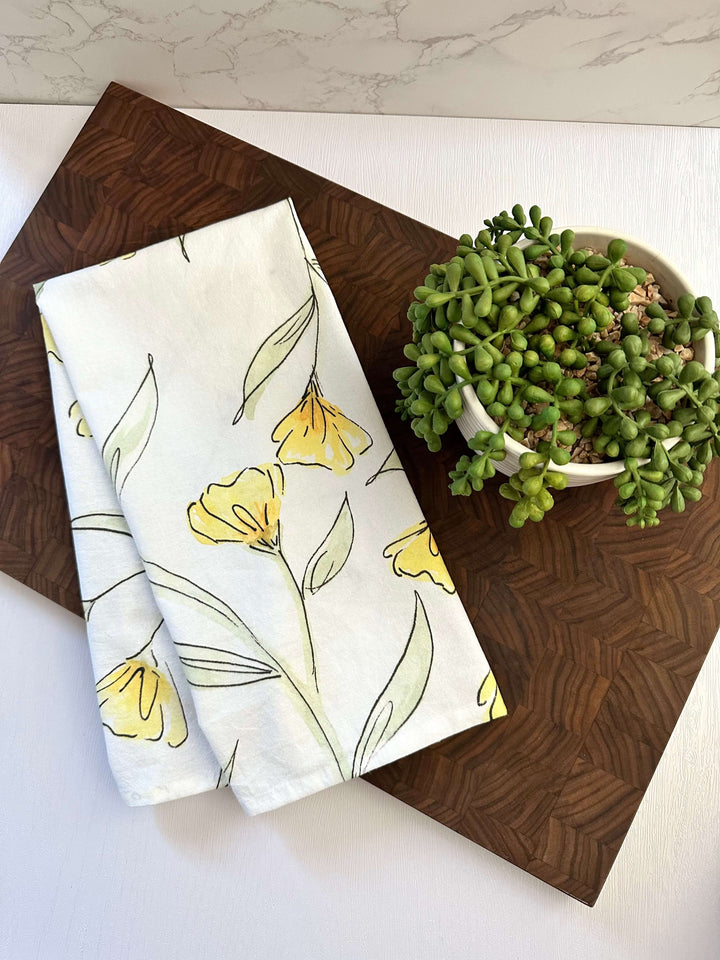 Tea Towel: Yellow Flowers