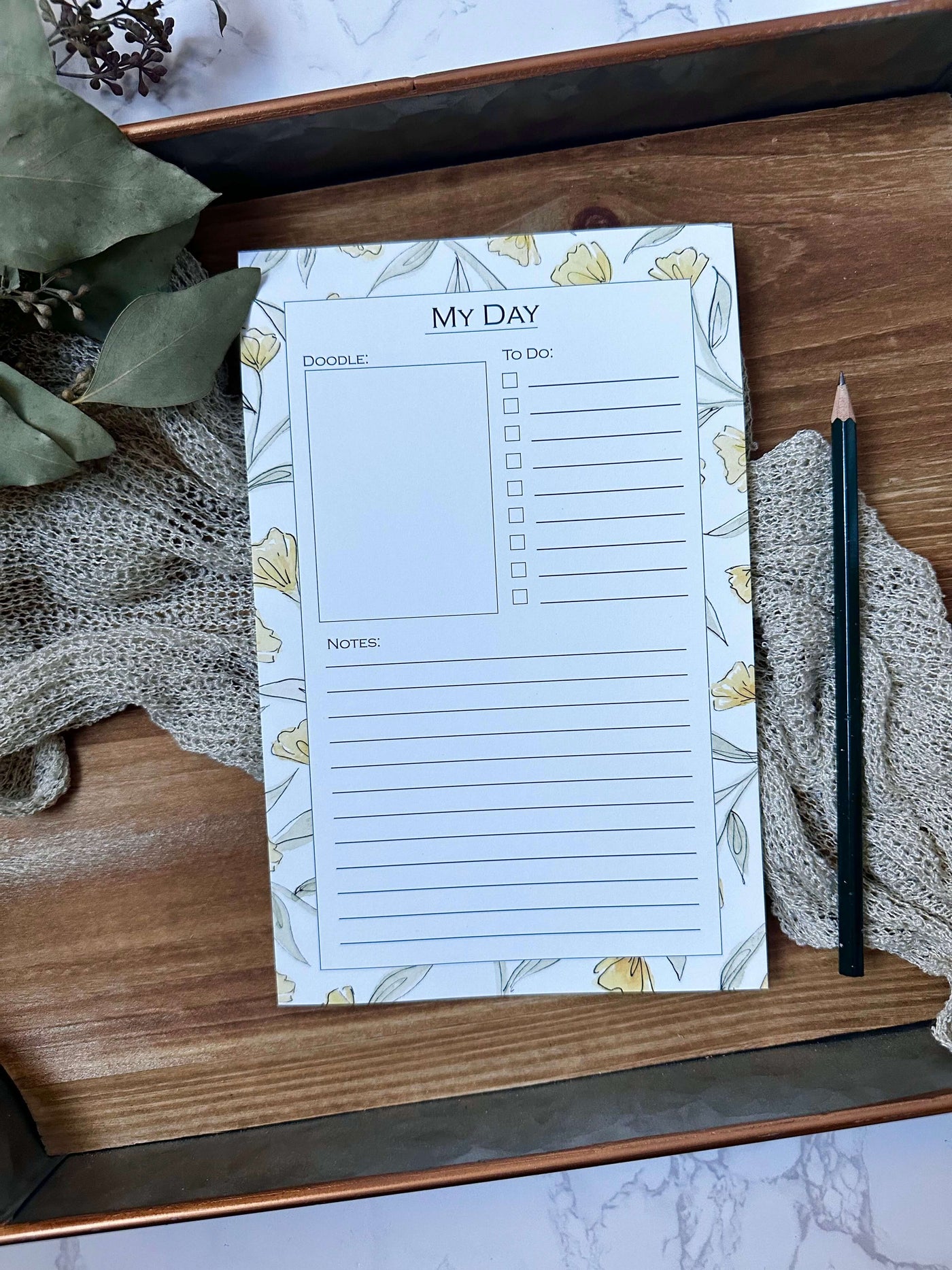 My Day Yellow Floral Notepad