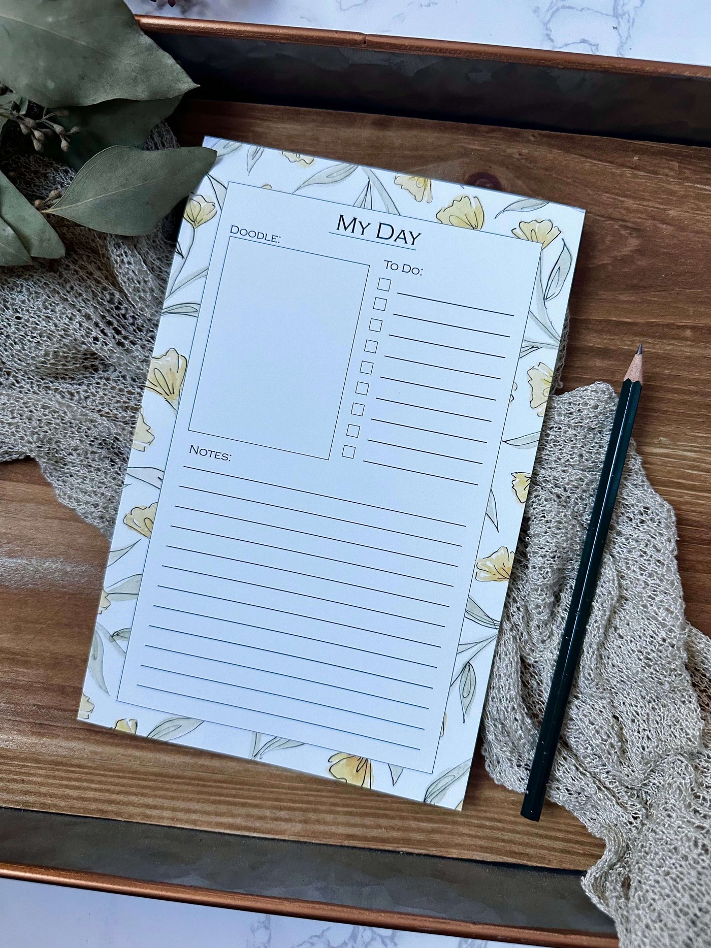 My Day Yellow Floral Notepad