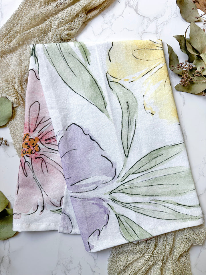Tea Towel: Large Flowers