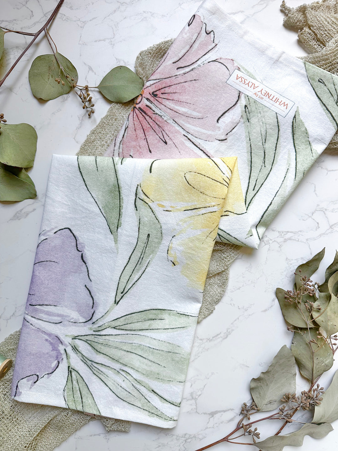 Tea Towel: Large Flowers