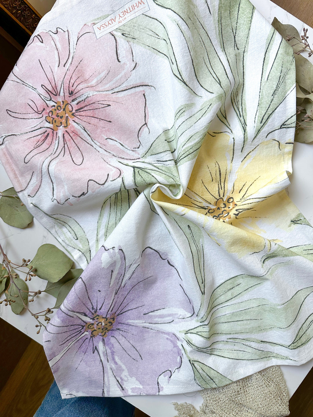 Tea Towel: Large Flowers