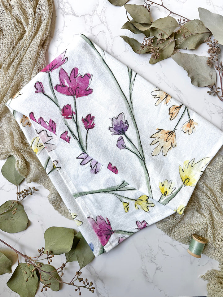 Tea Towel: Bright Flowers